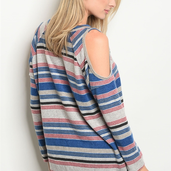 GRAY MULTI STRIPES TOP - Picture 3 of 3